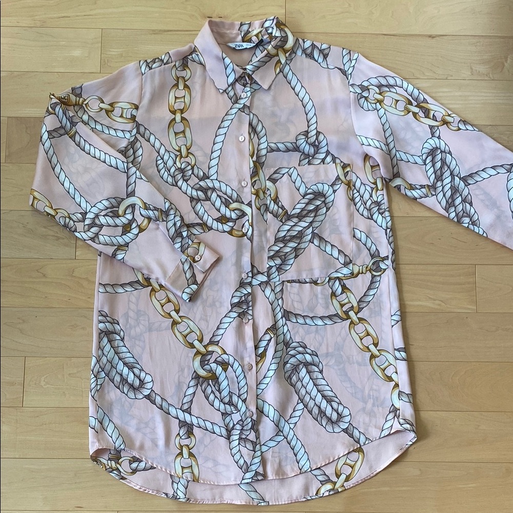 Zara Pink Chain Print Blouse